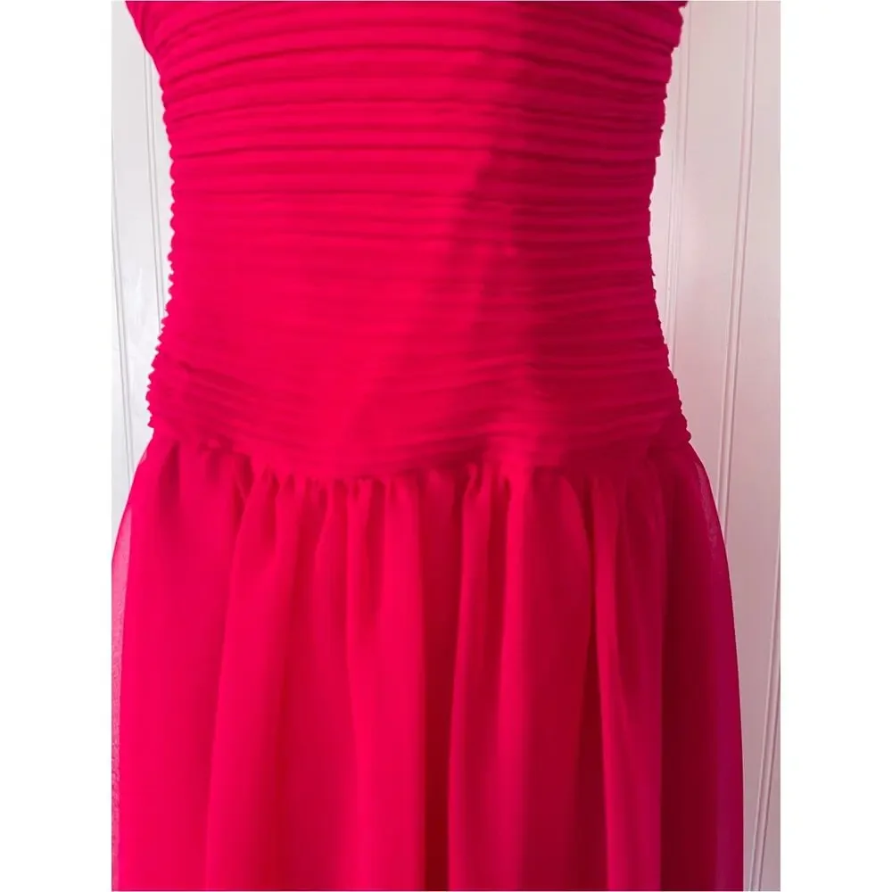 Vintage 60s House of Bianchi Pink Chiffon Gown Matching Sheer Overlay Small XS